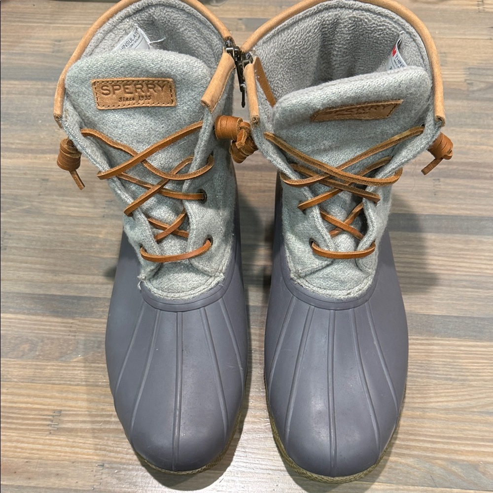 Sperry Gray Boots with Brown Accents
